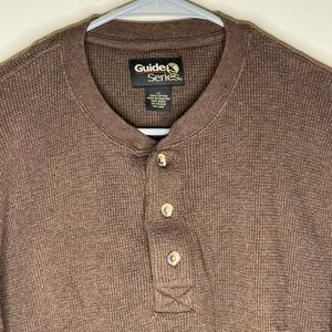 Gander Mountain Guide Series Men’s LT Brown Waffle Knit Long Sleeve Henley